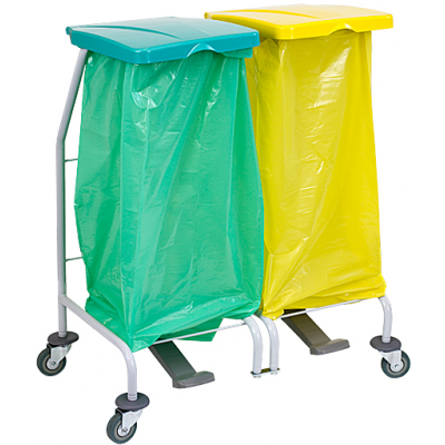 Podwójny wózek na odpady z otwieraną pokrywą